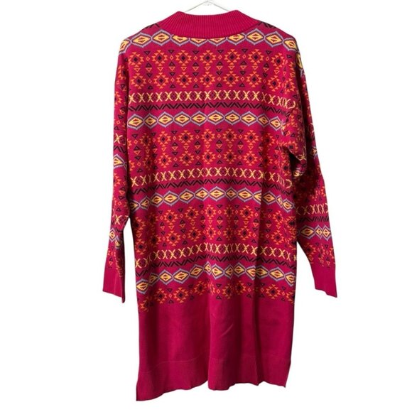 Time For Me Cardigan Women Sweater Sz XL Button Down Aztec Cotton Knit Colorful - Picture 2 of 12